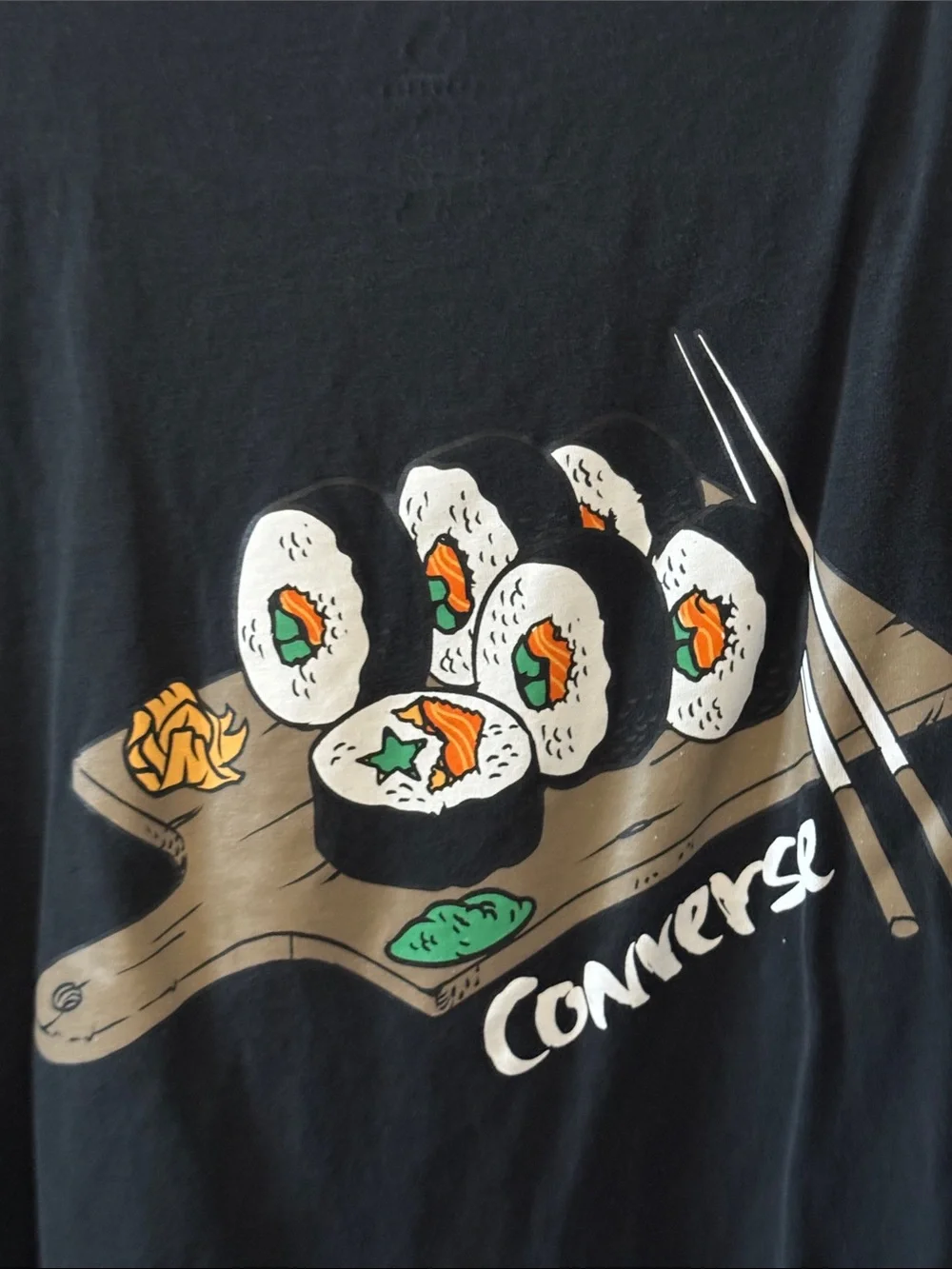 Converse Black Short-Sleeve Pocket Tee with Colorful Patch